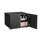 Modern Office Copier Cabinet Black 2-Door Steel Mobile Pedestal File Printer Stand - Grand Goldman