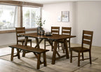 Rustic Walnut Finish 1pc Bench Only Live Edge Design Distressed Wood Seat Dining Room Furniture Solid wood Bench - Grand Goldman Shop