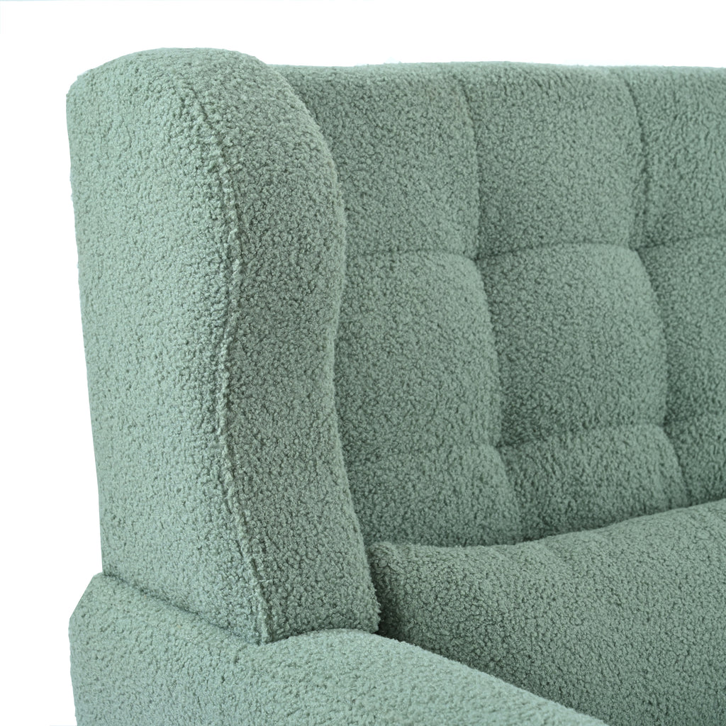 Modern Accent Chair,Teddy Fabric Living Room Chairs Comfy Reading Chair,Mid Century Accent Chair, Lounge Arm Chairs Armchair for Living Room Bedroom (Light Green) - Grand Goldman Shop