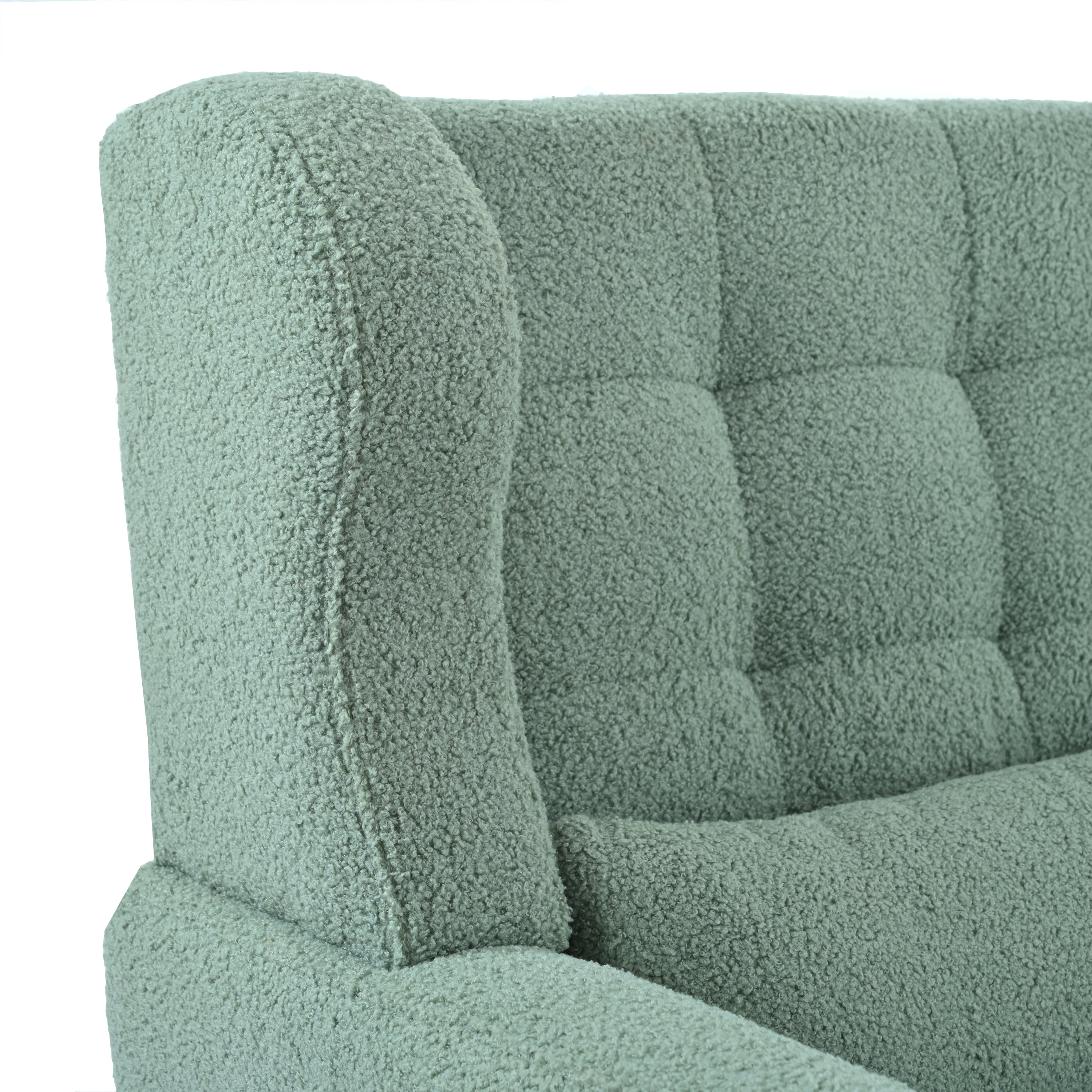 Modern Accent Chair,Teddy Fabric Living Room Chairs Comfy Reading Chair,Mid Century Accent Chair, Lounge Arm Chairs Armchair for Living Room Bedroom (Light Green) - Grand Goldman Shop