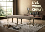 Birmingham Microfiber Upholstered Bench with Nail Head Trim in Driftwood Finish - Grand Goldman Shop