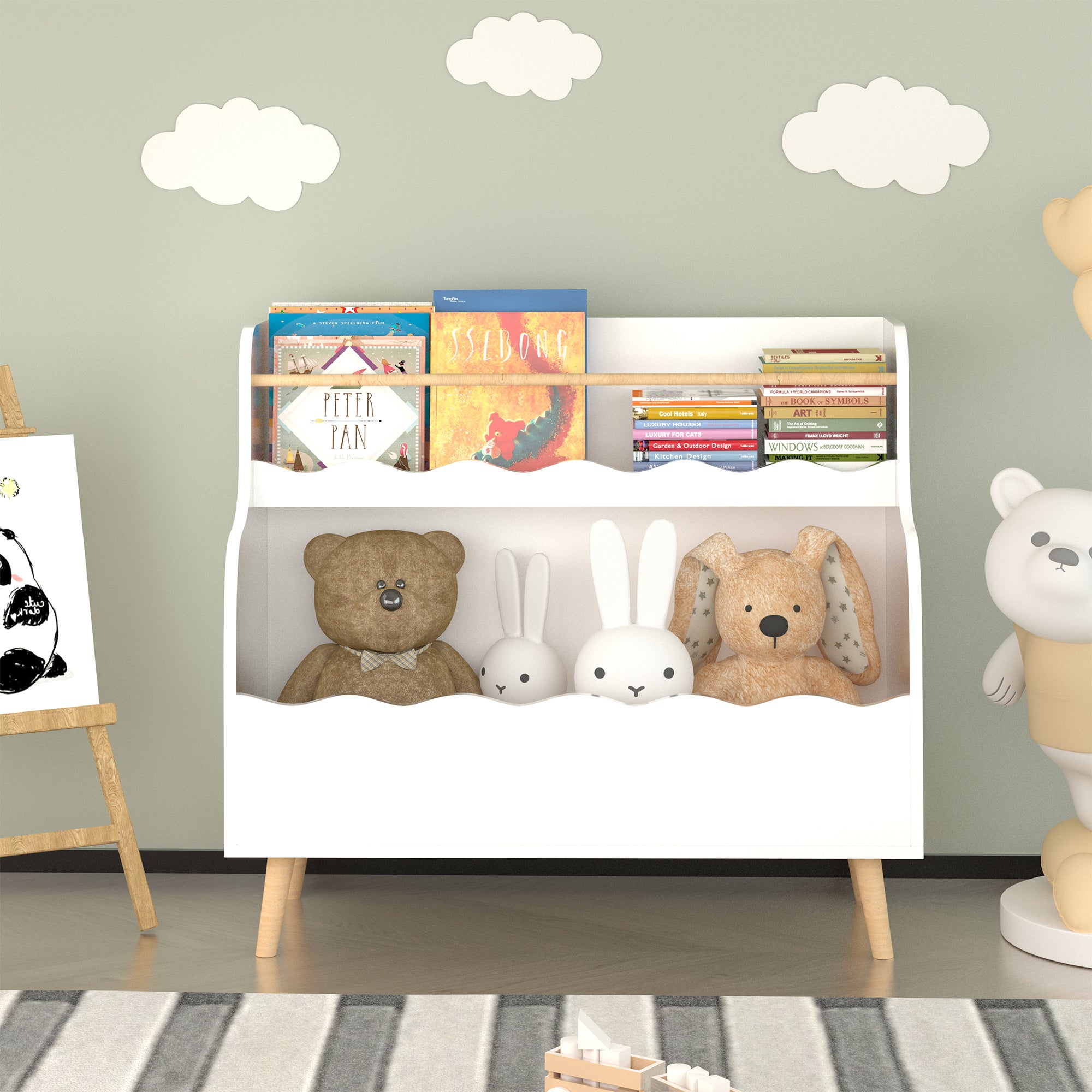 Kids Bookcaes, Children Book Organizer, toy Storage Cabinet Organizer, White | Premium Home Decor - Grand Goldman