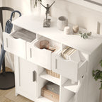 White Wooden Floor Storage Cabinets with Drawers and Shelves, Accent Cabinet for Home Decor - Grand Goldman Shop