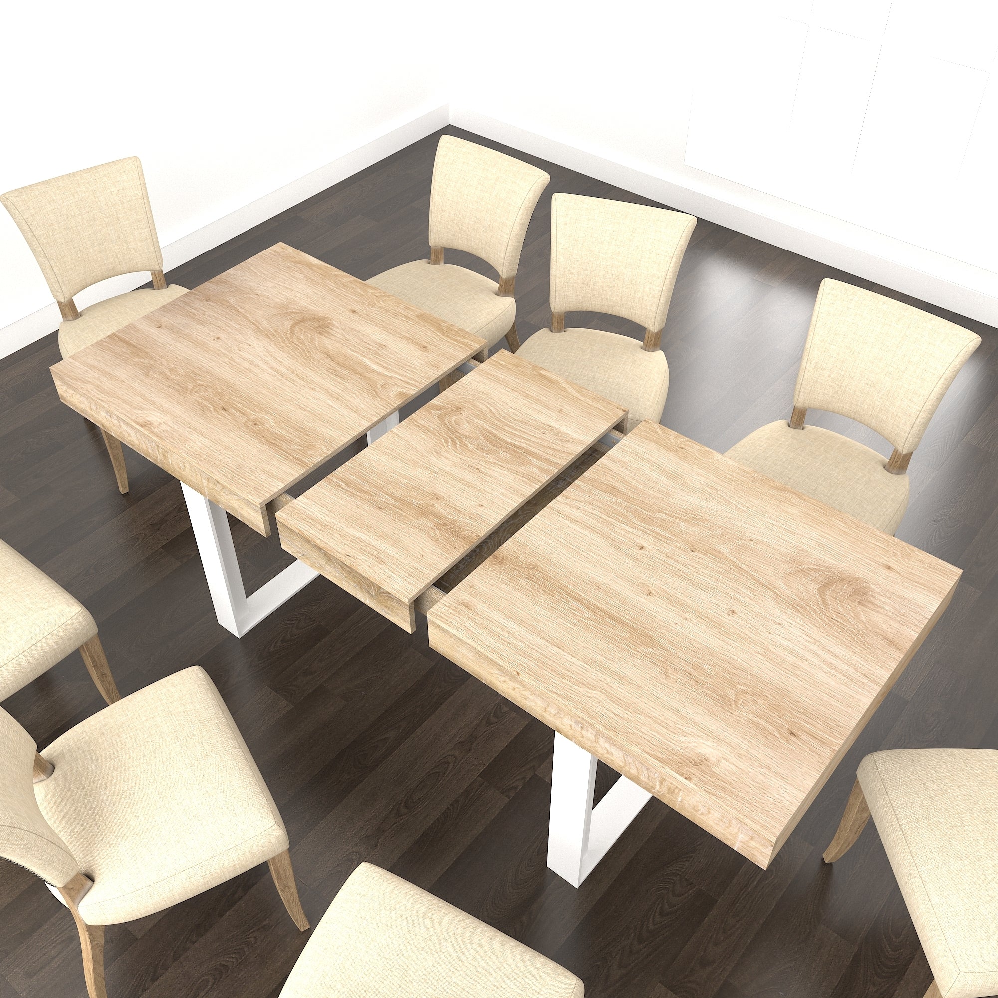 Extendable Dining Room Table for 6 8 10, Modern Farmhouse Wooden Kitchen Expanding Table, Long Large Expandable Dining Room Conference Table - Grand Goldman Shop