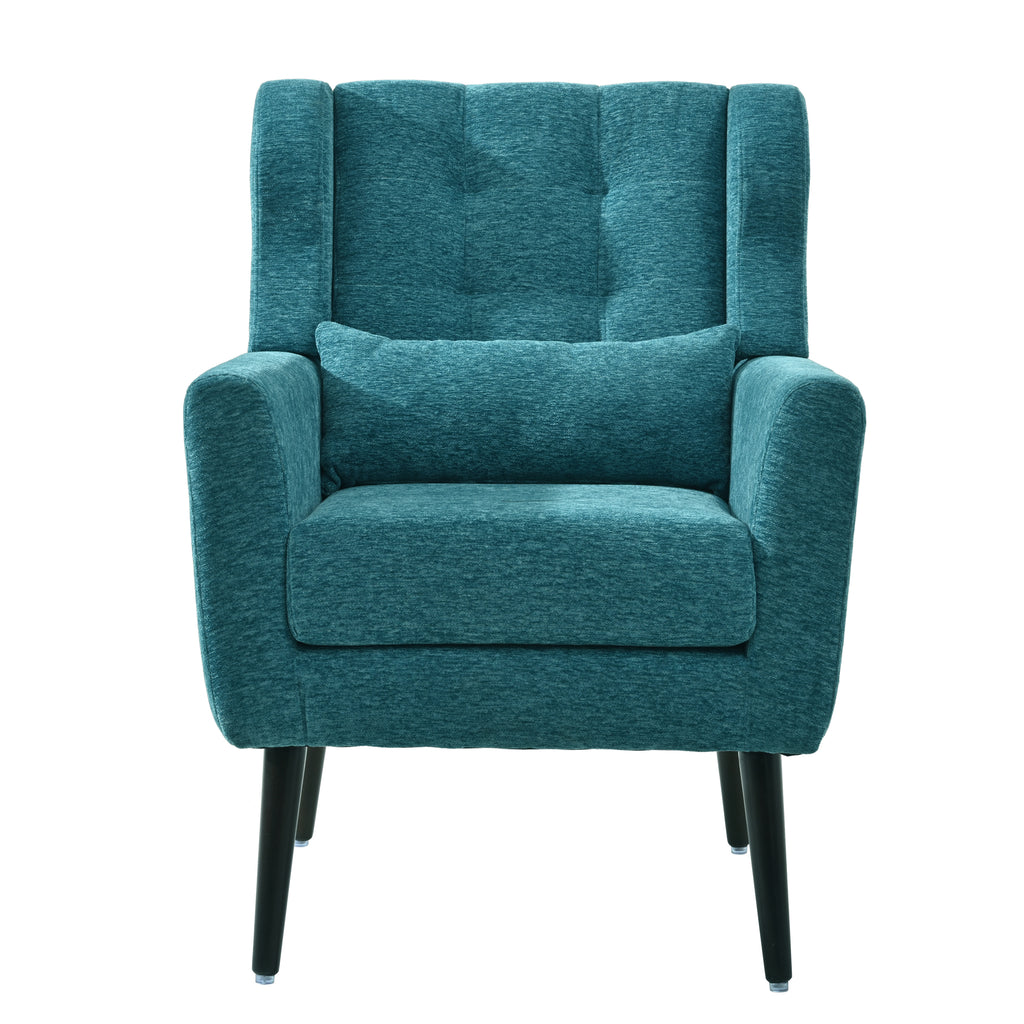 Modern Accent Chair Upholstered Foam Filled Living Room Chairs Comfy Reading Chair Mid Century Modern Chair with Chenille Fabric Lounge Arm Chairs Armchair for Living Room Bedroom (Teal) - Grand Goldman Shop