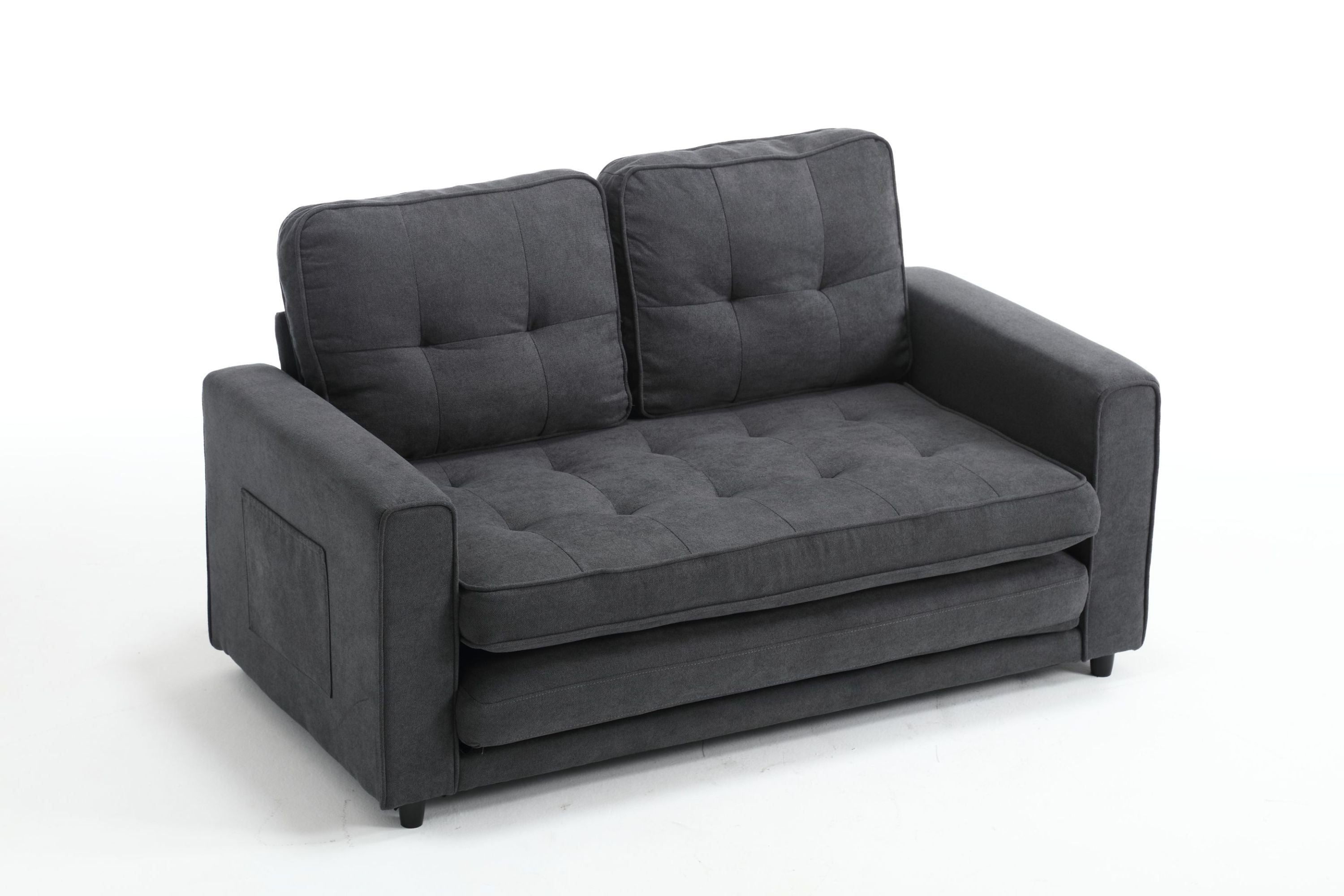 3 Fold Sofa,Convertible Futon Couch sleeper sofabed,Space saving loveseat,Pull Out Couch Bed for Living Room,Dark Gray & Light Gray & Beige,Velvet linen fabric - Grand Goldman Shop