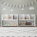 Kids Bookcase with 4 Compartments, White MDF Storage Shelf for Toys and Books, 31.5 x 11.8 x 23.6 inches - Grand Goldman