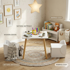 Kids Table and 2 Chair Set with Storage Bins, 3-Piece Toddler Activity Play Table for Arts & Crafts, Reading, Drawing, Wooden