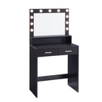 Vanity Desk with Mirror and Lights, Dressing Table with Large Drawer, 2 Level Storage Dresser & 3 Lighting Modes Adjustable Brightness, Suitable for Bedroom(Black) - Grand Goldman Shop