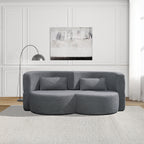 Folding sofa bed, floor sofa, convertible teddy bear fabric foam filled sleeper futon double sofa, suitable for living room, guest, office and apartment (gray) - Grand Goldman Shop