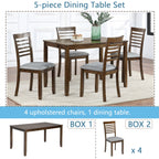5PCs Modern Dining Set, Rectangular Wooden Dining Table with 4 Upholstered Chairs for Kitchen, Dining Room, Walnut - Grand Goldman Shop