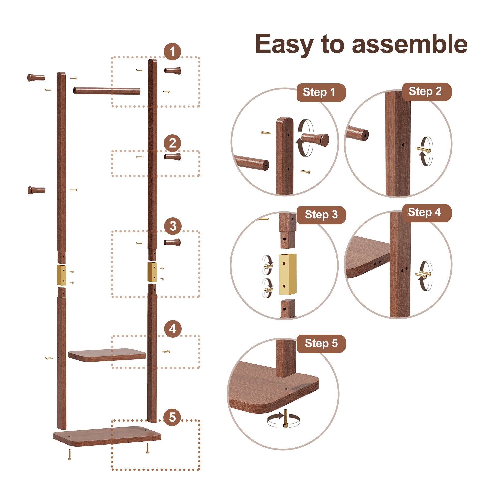Coat Racks solid wood hanger 23.6* 11*70.8in Solid environmental protection easy to assemble beautiful can be placed in the bedroom/entrance/living room (Walnut) - Grand Goldman Shop