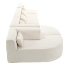 Modern Upholstered L-Shape Sofa with Chaise Lounge and Back Pillows, Beige Boucle Fabric, 144 inches - Grand Goldman Shop