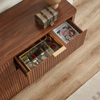 6 Drawers Dresser,55' Wide Modern Chest of Drawers Curved wave Design, Dresser TV Stand, Wood Drawer Organizer for Bedroom, Living Room, Hallway, Walnut,55.12''W x 15.75''D x 31.5''H. - Grand Goldman Shop