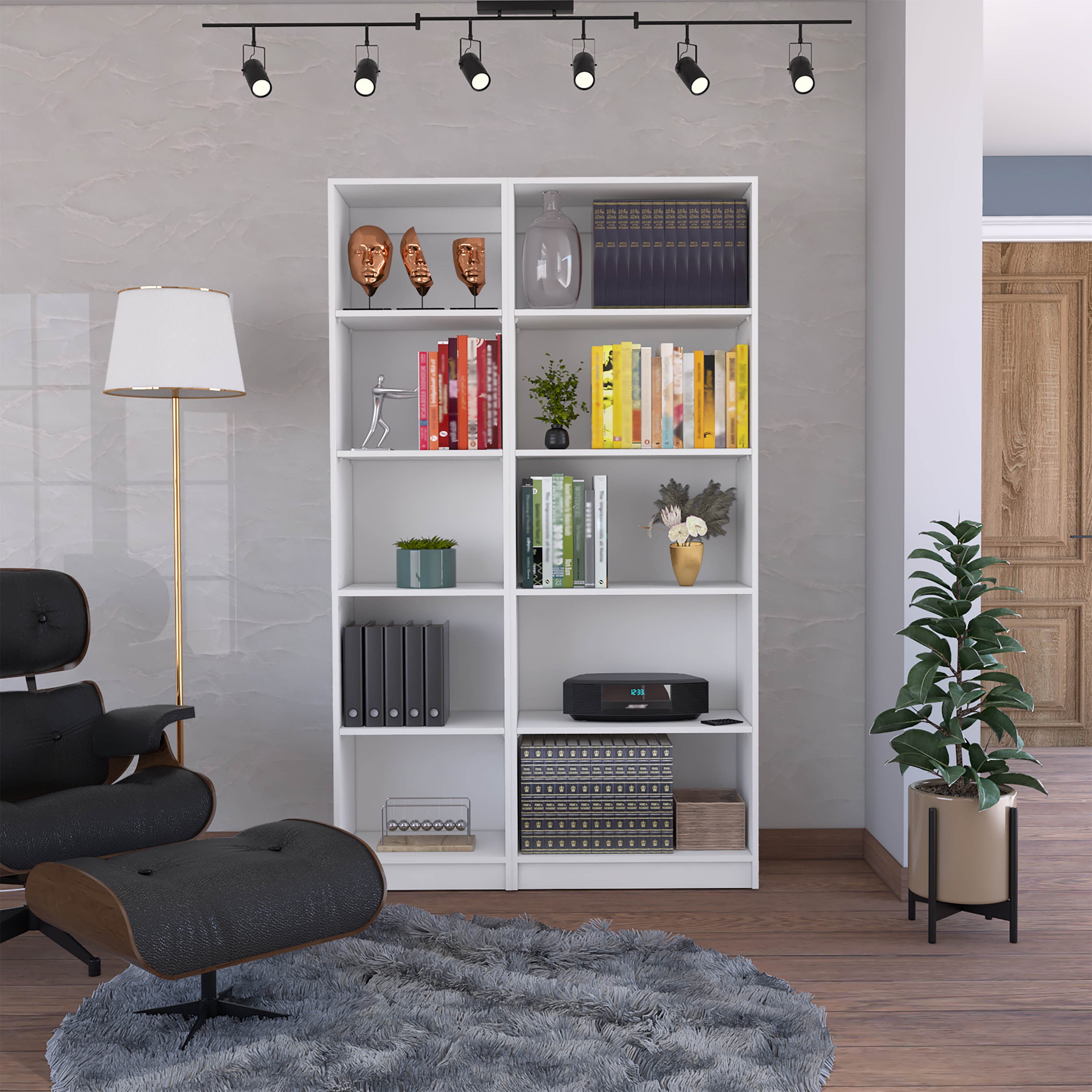 Kenyon 2 Piece Home Bookcase set, 42' Wide with 10 Shelves, Living Room Set White | Premium Home Decor - Grand Goldman
