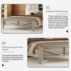 3-Pieces Bedroom Sets Queen Size Farmhouse Platform Bed with Double Sliding Door Storage Headboard and Charging Station, Storage Nightstand and Dresser, Antique Gray(Old SKU HL000092AAG) - Grand Goldman Shop
