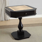 Square Top Game Table with Wooden Pedestal Base, Black - Grand Goldman