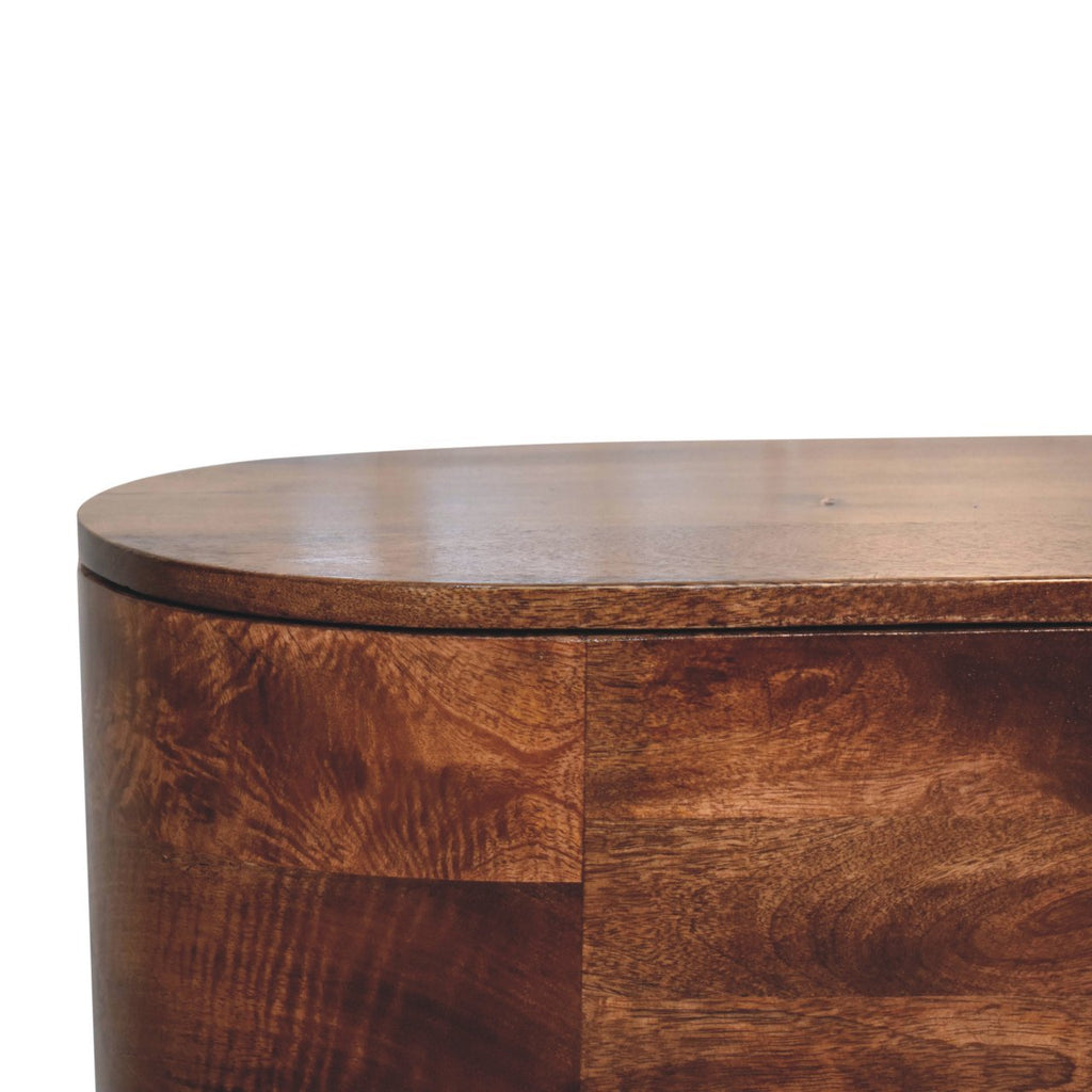 Solid Wood Honey Caramel Rounded Lid-Up Blanket Box, Nordic Legs, Brown - Grand Goldman Shop