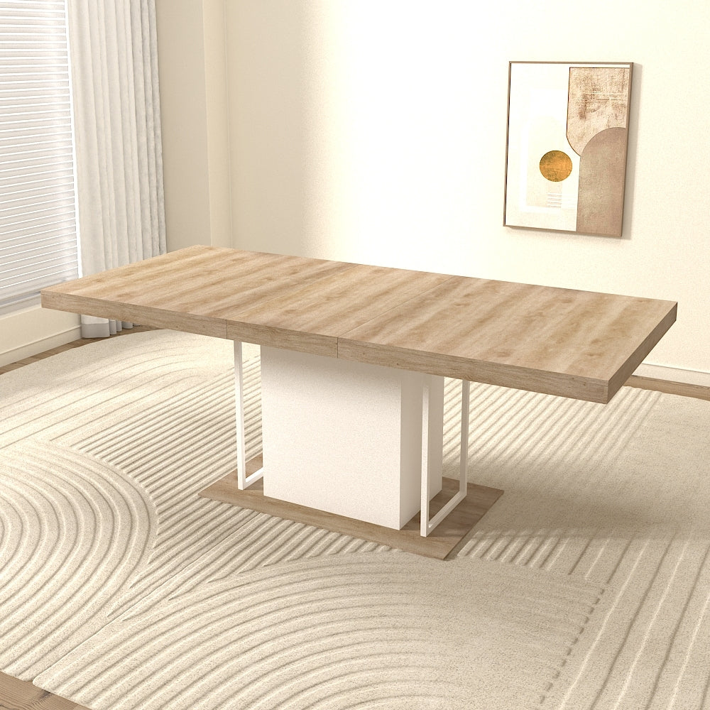 Rectangle extendable dining table for 6-10 people aged effect wood 160-200 cm - Grand Goldman Shop