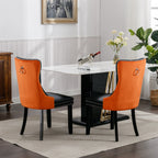 A&A Furniture,Nikki Collection Modern, High-end Tufted Solid Wood Contemporary PU and Velvet Upholstered Dining Chair with Wood Legs Nailhead Trim  2-Pcs Set，Black+Orange, SW2101BO - Grand Goldman Shop
