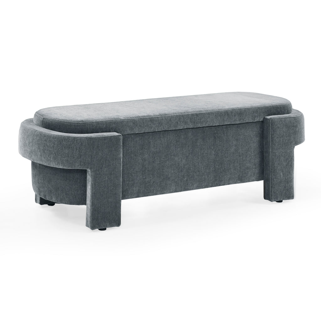 Chenille Upholstered Bench with Large Storage Space for the Living Room, Entryway and Bedroom,Grey,( 51.5''x20.5''x17'' ) - Grand Goldman Shop
