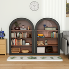 Bookcase, 4-Shelf Tall Bookshelf, 45.66' Wood Open Display Floor Arched Bookcase, Large Storage Organizer for Library, Bedroom, and Living Room (Black) - Grand Goldman Shop