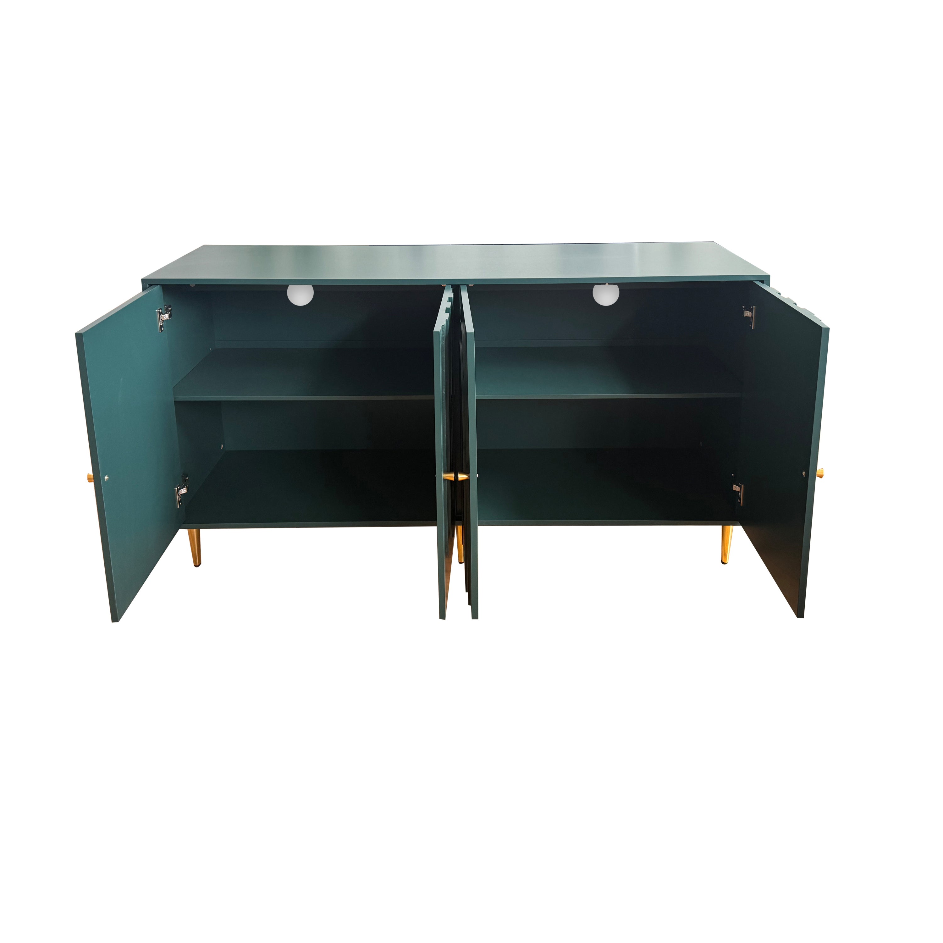 Modern Green Lacquered 4 Door Wooden Cabinet Sideboard Buffet Server Cabinet Storage Cabinet, for Living Room, Entryway, Hallway, Office, Kitchen and Dining Room - Grand Goldman Shop