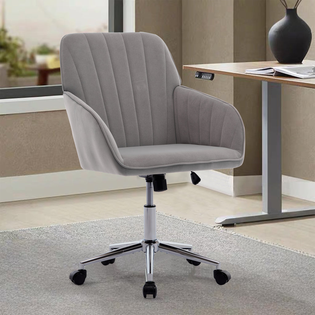 TY Adjustable Office Chair, Ergonomic Swivel Chair with Comfortable Backrest Seat, Gray Velvet, 24.60 x 22.84 x 38.00 inches 