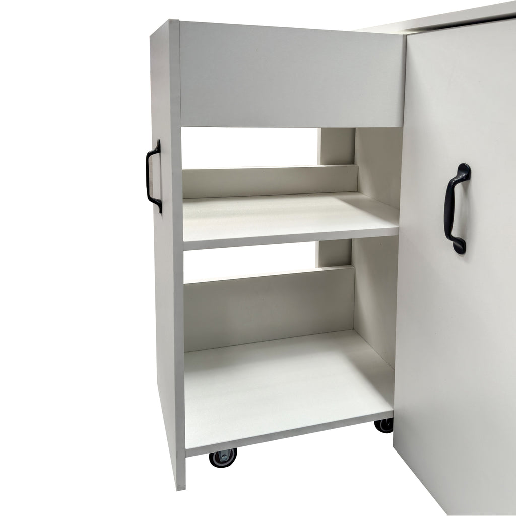 3 Tier Wooden Floor Standing Bookcase,Slide Out Drawer Storage Bookcase file cabinet,Pull Out Mobile with Door Dustproof File