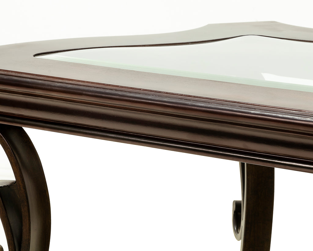 Sofa Table, Glass table top, MDF W/marble paper middle shelf, powder coat finish metal legs. (54'Lx20'Wx30'H) - Grand Goldman Shop