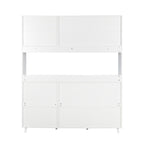 63' W Large Kitchen Hutch Cabinet, Freestanding Pantry Cabinets Storage Kitchen Cupboard with 4 Doors, 4 Drawers & Microwave Shelf, White - Grand Goldman Shop