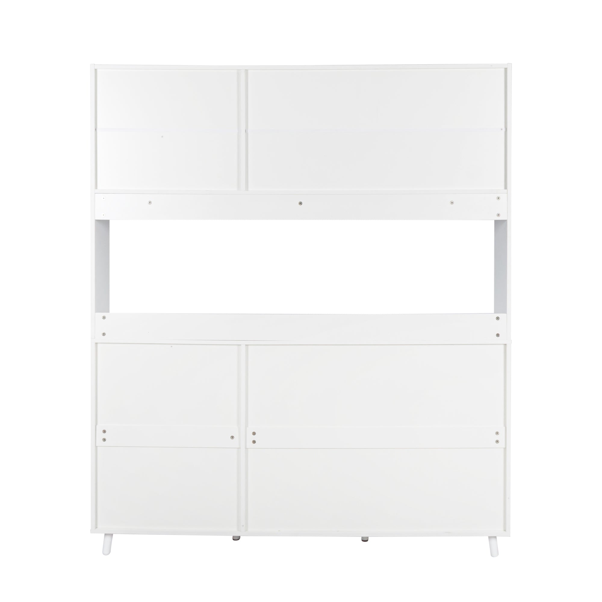 63' W Large Kitchen Hutch Cabinet, Freestanding Pantry Cabinets Storage Kitchen Cupboard with 4 Doors, 4 Drawers & Microwave Shelf, White - Grand Goldman Shop