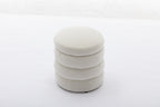 006-Soft Velvet  Round Ottoman Footrest Stool,Ivory - Grand Goldman Shop