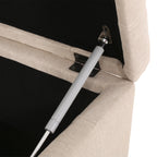 ISABELLA Ottoman Storage Solution in Wheat Fabric with Birch Legs - Grand Goldman Shop