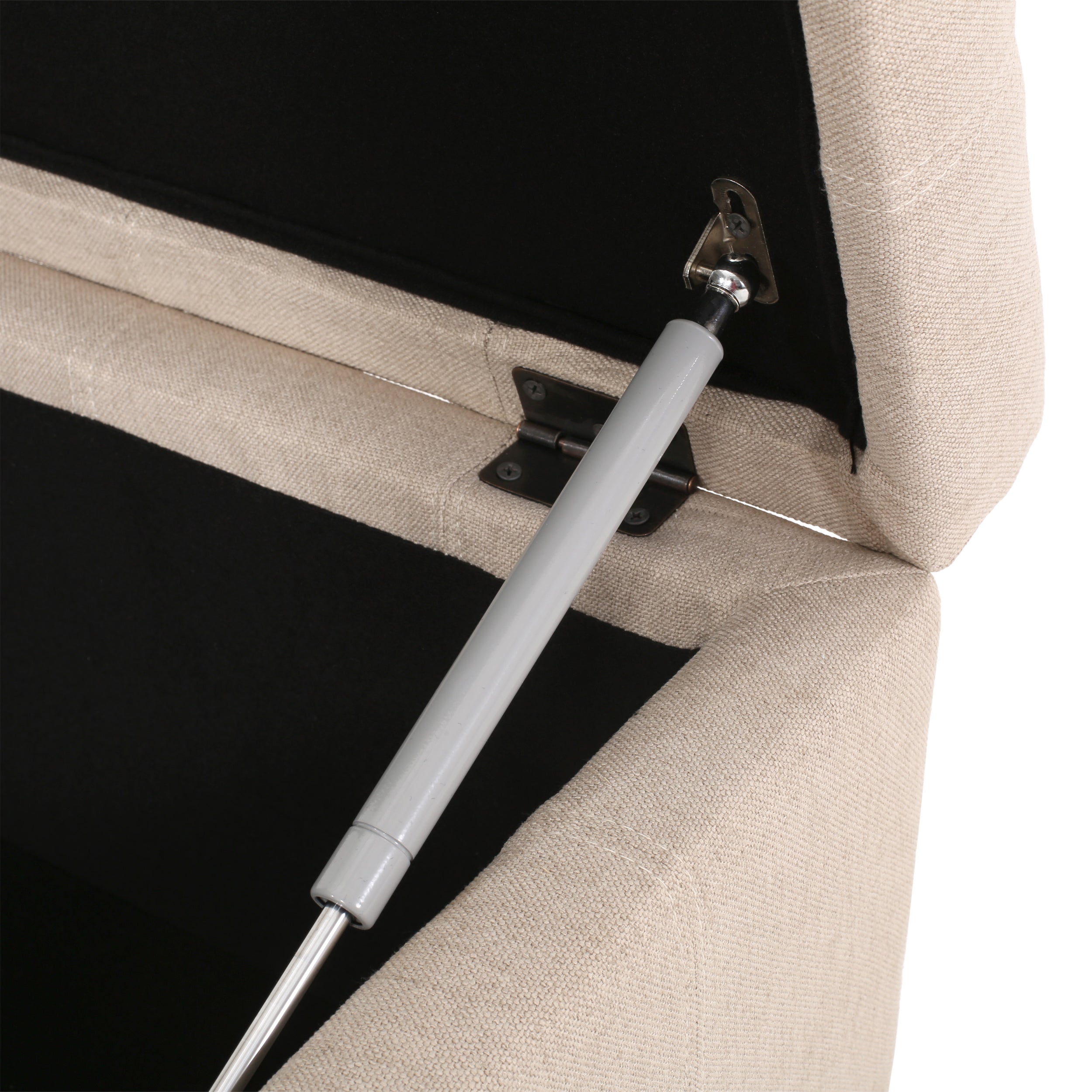ISABELLA Ottoman Storage Solution in Wheat Fabric with Birch Legs - Grand Goldman Shop