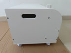 White Wooden Toy Box with 4 Universal Wheels, Kids Playroom Storage Organizer with Front Bookshelf, Flip-Top Lid, Safety Hing