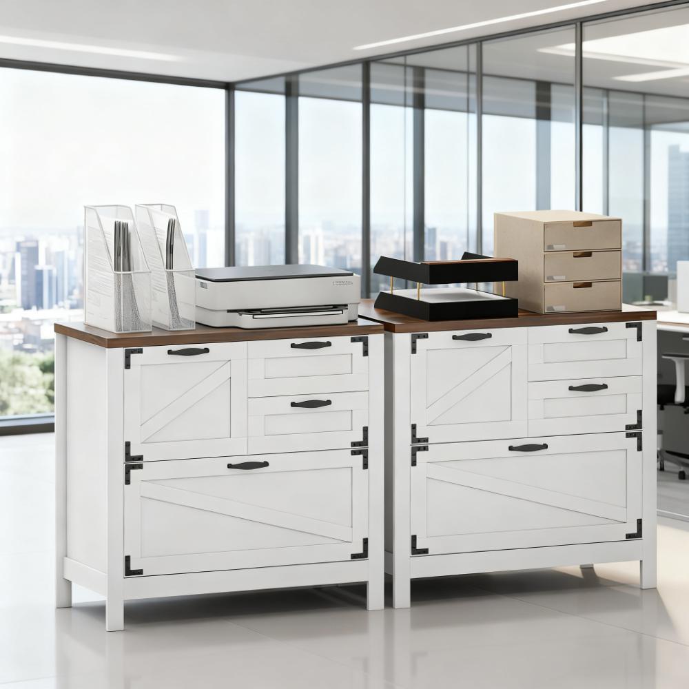 Farmhouse File Cabinet with 4 Drawers Lateral Filing Cabinet - Grand Goldman