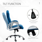 Vinsetto Home Office Chair, Velvet Computer Chair, Button Tufted Desk Chair with Swivel Wheels, Adjustable Height, and Tilt F