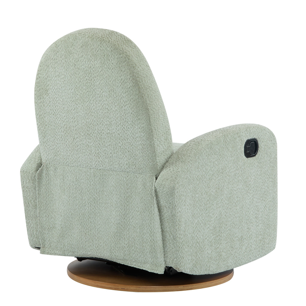 Modern 360 Swivel and Glider Recliner Chair in Light Green Boucle with Solid Wood Base - Grand Goldman Shop