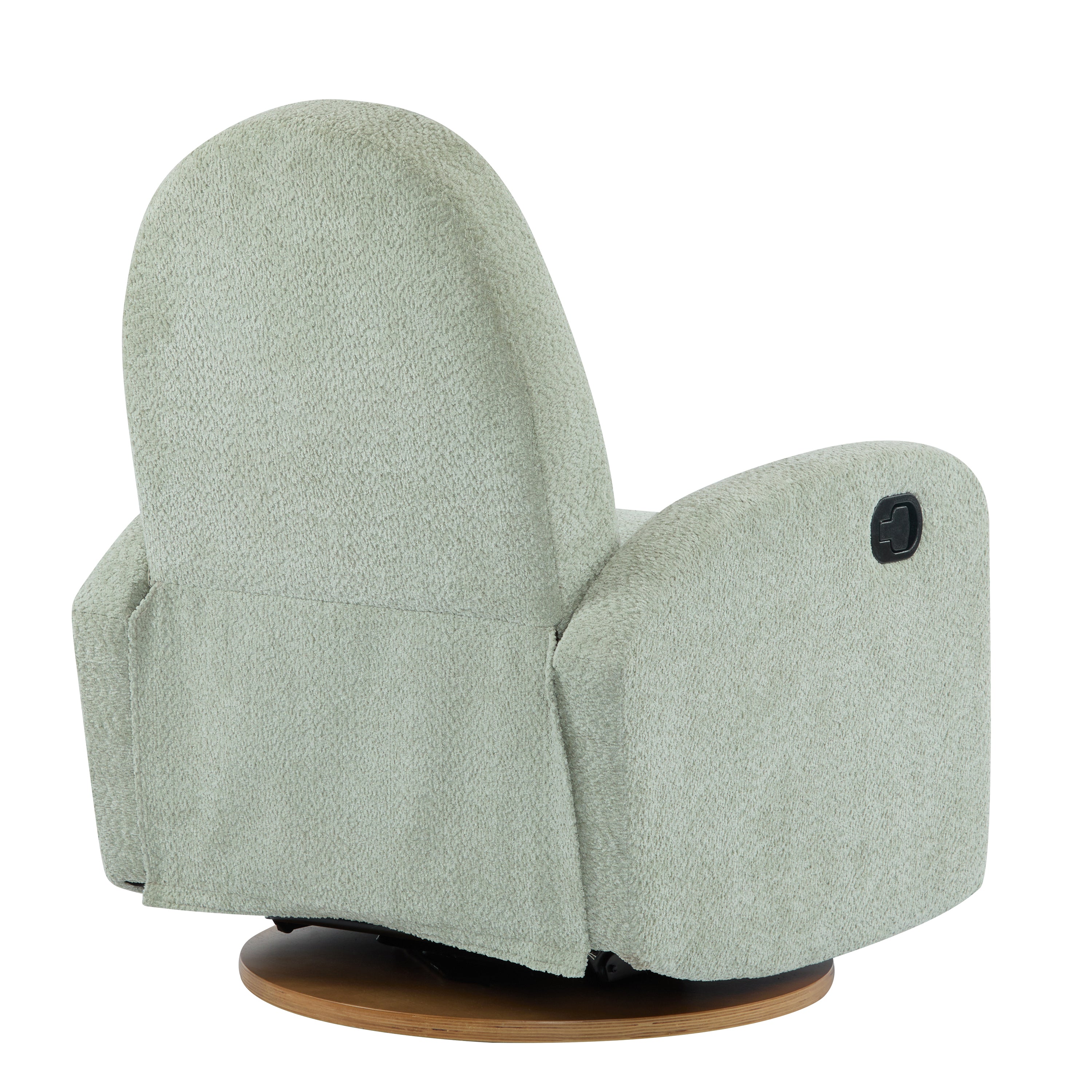 Modern 360 Swivel and Glider Recliner Chair in Light Green Boucle with Solid Wood Base - Grand Goldman Shop