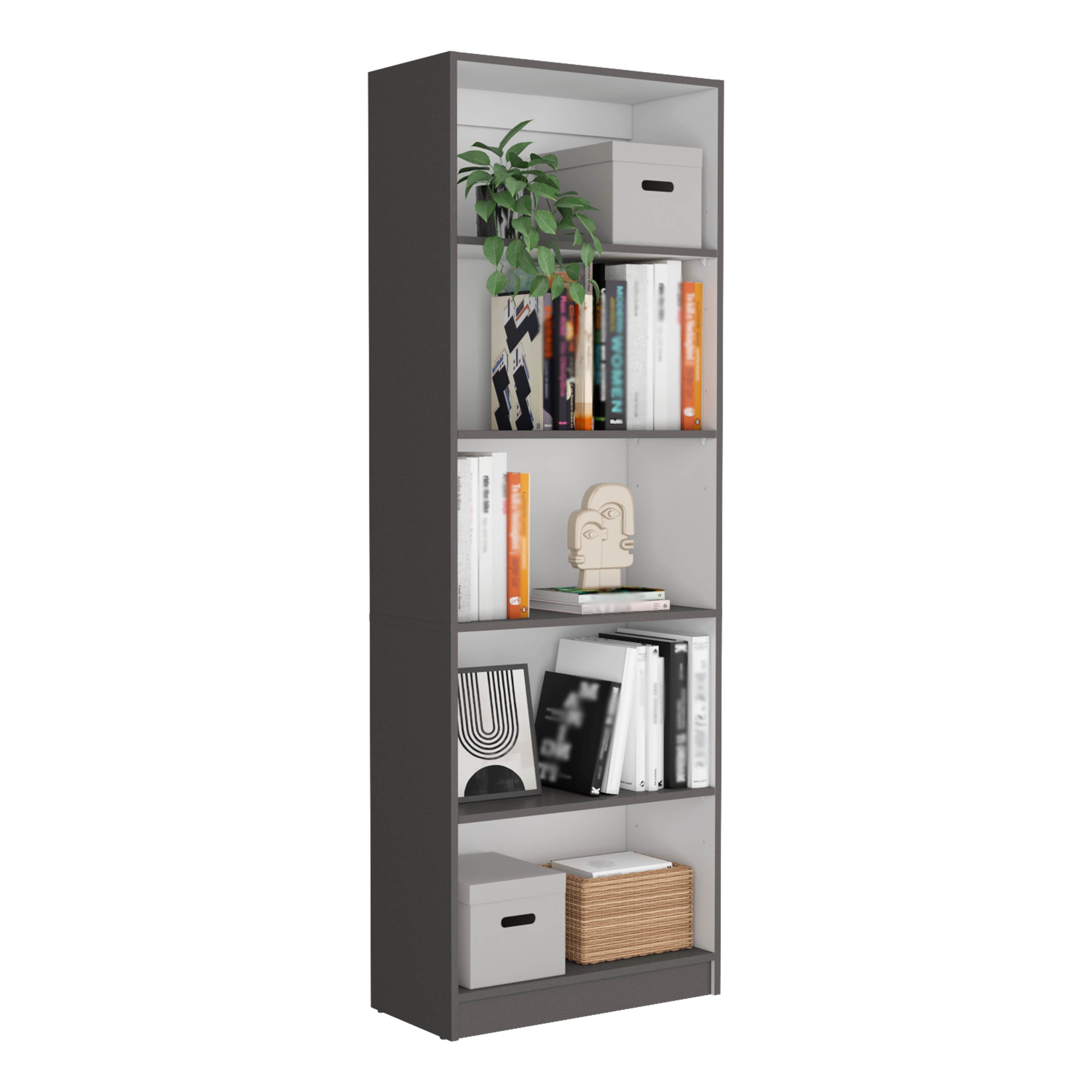 Lecanto 3 Piece Home Bookcase set, 74' Wide with 13 Shelves and 2-door Cabinet ,  Living Room Set  Matt Gray / White | Premiu