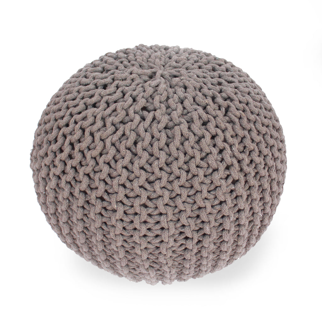 Moro Knitted Cotton Round Pouf with Pumpkin Shape in Brown, 20 x 20 inches - Grand Goldman Shop