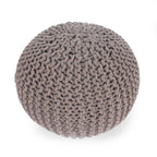 Moro Knitted Cotton Round Pouf with Pumpkin Shape in Brown, 20 x 20 inches - Grand Goldman Shop