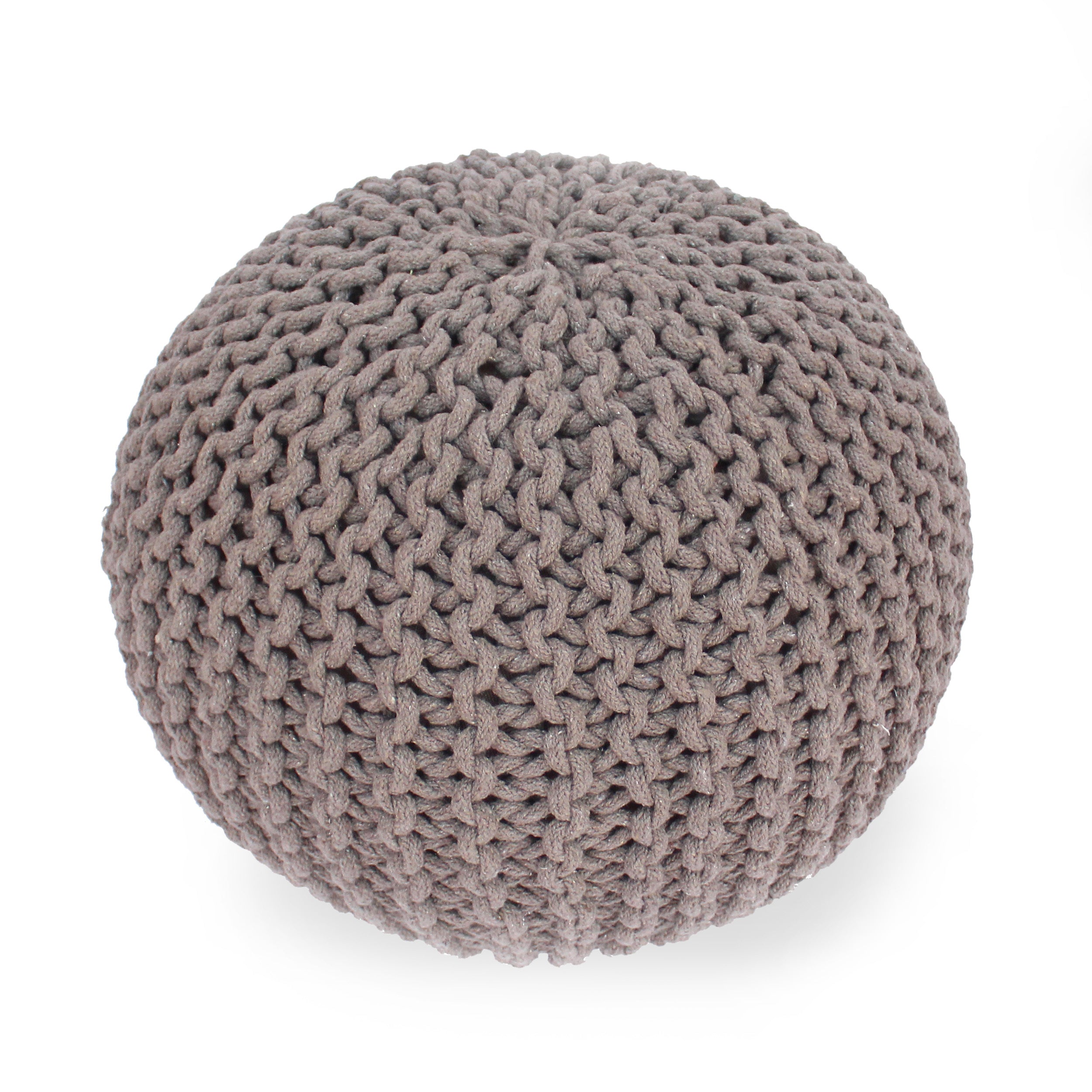 Moro Knitted Cotton Round Pouf with Pumpkin Shape in Brown, 20 x 20 inches - Grand Goldman Shop