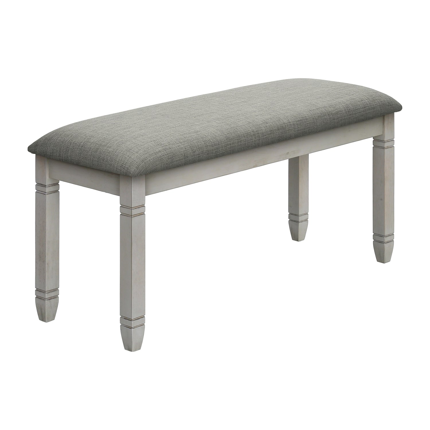 Transitional Style Grey Upholstered Bench with Solid Wood Legs, 41' Rectangular for Kitchen, Dining Room, Entryway, or Bedroom - Grand Goldman Shop
