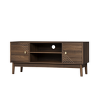 Mid-Century Modern TV Stand for 32/45 inch TV, Walnut MDF Entertainment Center with Storage, 43.31 inch Media Console Table for Living Room and Bedroom - Grand Goldman Shop