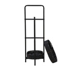 Modern 3-Tier Handwoven Side Table with Oval Organizer in Black Metal and Paper Rope - Grand Goldman Shop