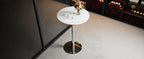 Rock slab circular tabletop non adjustable (39 inches high) bar table, bar table with silver legs and base (white) - Grand Goldman Shop