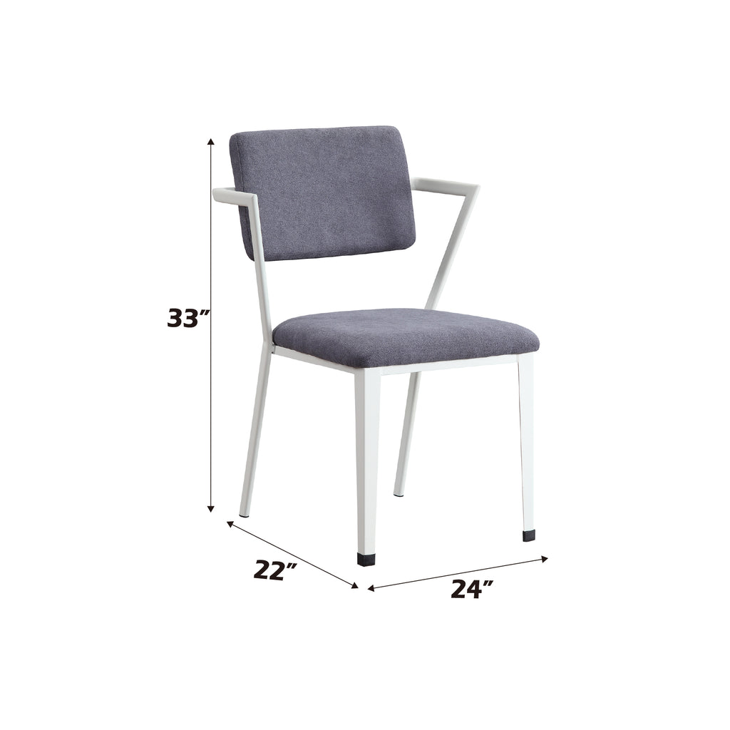 Cargo Gray Fabric & White Finish Office Chair | Premium Home Decor - Grand Goldman