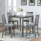 Wooden Dining Square Table, Kitchen Table for Small Space, 4 Person Counter Height Table, Gray, ONLY THE TABLE - Grand Goldman Shop